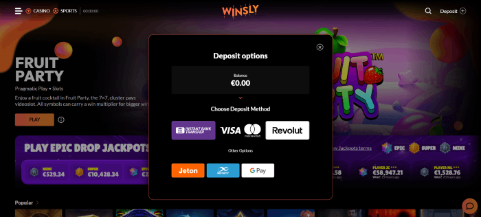 Insättningar hos Winsly Casino utan svensk licens 