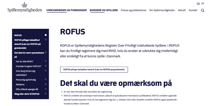 Register Over Frivilligt Udelukkede Spillere