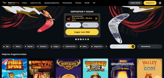 Boomerang non AAMS casino con i migliori bonus