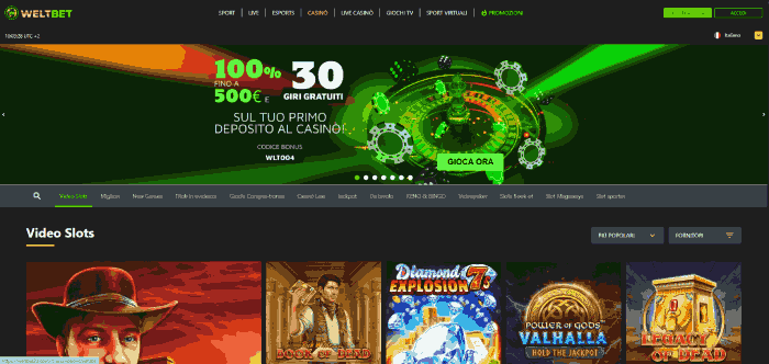 WeltBet Migliore casinò non AAMS